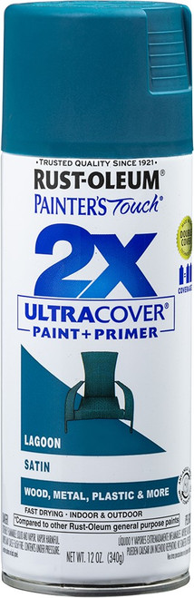 Rust-Oleum 334074 12oz Satin Lagoon 2X Ultra Cover Painters Touch Spray Paint