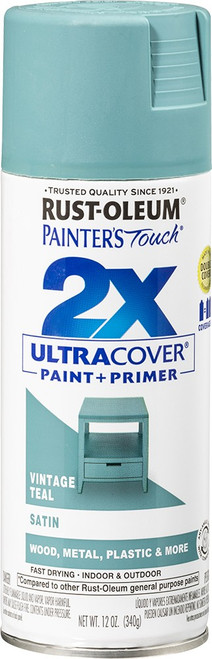 Rust-Oleum 334090 12oz Satin Vintage Teal 2X Ultra Cover Painters Touch Spray Paint