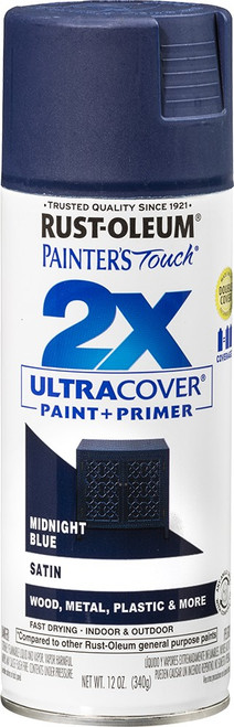 Rust-Oleum 334091 12oz Satin Midnight Blue 2X Ultra Cover Painters Touch Spray Paint
