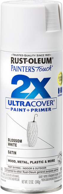 Rust-Oleum 346950 12oz Satin Blossom White 2X Ultra Cover Painters Touch Spray Paint