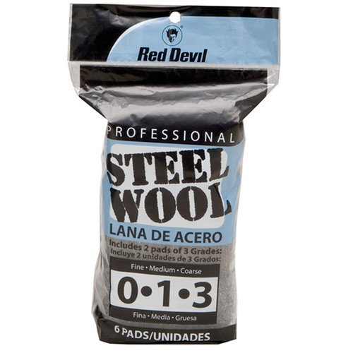 8 pad Red Devil 3332 Steel Wool Pro Steel Wool Pad Multi-Grade, 8-Pack