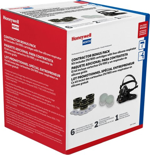 Honeywell RAP-74067 Large Silicone Respirator w/3 Sets of Cartridges/Filters Bonus Pack