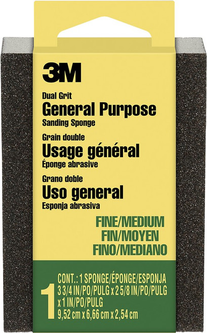 3M 908-ESF 3-3/4" x 2-5/8" x 1" Fine/Med Sanding Sponge