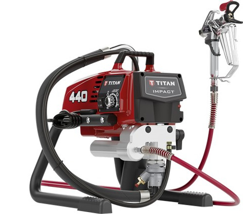 Titan 805-000 Impact 440 Skid Style Airless Paint Sprayer w/RX-80 2F Gun & 517 TR1 Tip plus 1/4" x 50' Hose