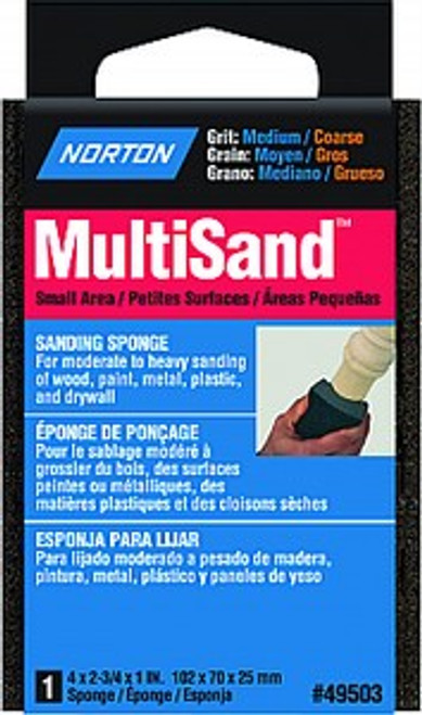 Norton 49503 4" x 2-3/4" x 1" MultiSand Medium/Coarse Sponge 1Pk