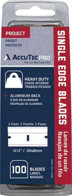 AccuTec APBL-7054 .012 Pro Single Edge Blade Aluminum Back Clamshell (100pk)
