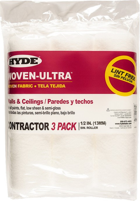 Hyde 47331 9"x 1/2" Nap Heavy Duty Woven-Ultra Roller Cover Contractor Pack (3pk) - 10ct. Case