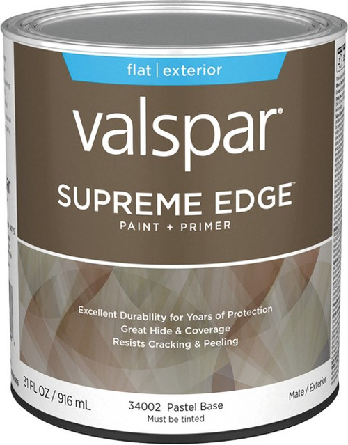 Valspar 34002.005 qt Flat Finish Pastel Base Supreme Edge Exterior Paint & Primer - 4ct. Case
