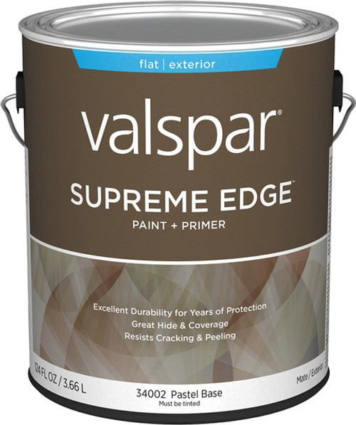 Valspar 34002.007 1gal Flat Finish Pastel Base Supreme Edge Exterior Paint & Primer - 4ct. Case