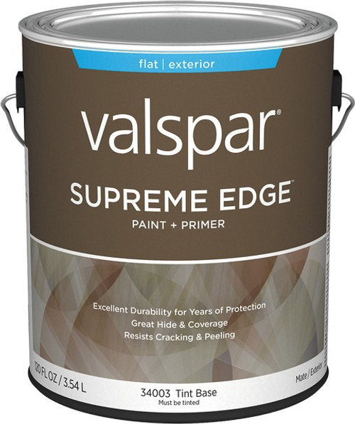 Valspar 34003.007 1gal Flat Finish Tint Base Supreme Edge Exterior Paint & Primer - 4ct. Case
