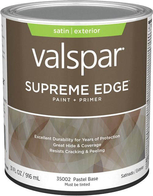 Valspar 35002.005 qt Satin Finish Pastel Base Supreme Edge Exterior Paint & Primer - 4ct. Case
