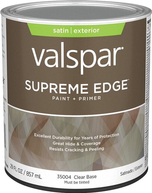 Valspar 35004.005 qt Satin Finish Clear Base Supreme Edge Exterior Paint & Primer - 4ct. Case