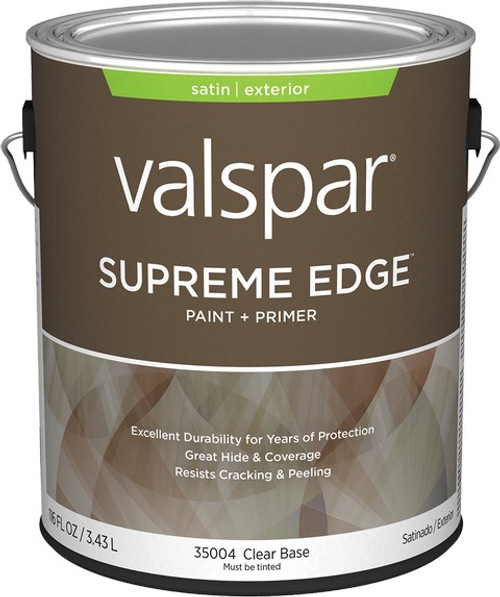 Valspar 35004.007 1gal Satin Finish Clear Base Supreme Edge Exterior Paint & Primer - 4ct. Case