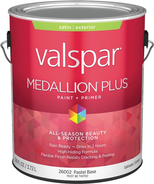 Valspar 26002.007 1gal Satin Finish Pastel Base Medallion Plus Exterior Paint & Primer - 4ct. Case