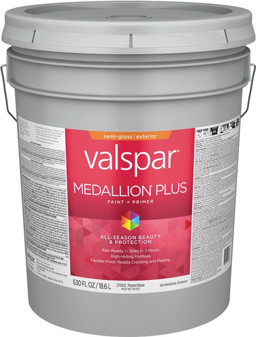 Valspar 27002.008 5gal Semi-Gloss Finish Pastel Base Medallion Plus Exterior Paint & Primer