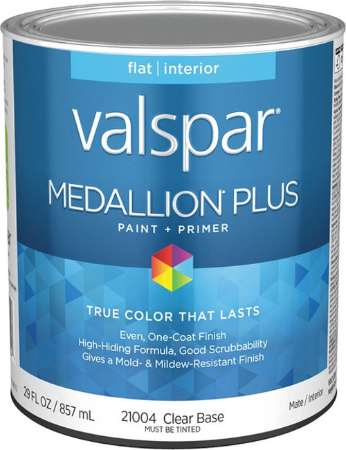 Valspar 21004.005 qt Flat Finish Clear Base Medallion Plus Interior Paint & Primer - 4ct. Case