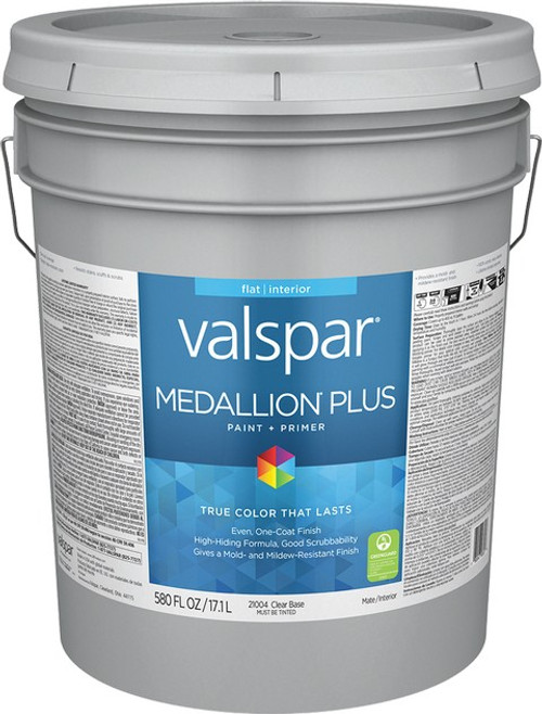 Valspar 21004.008 5gal Flat Finish Clear Base Medallion Plus Interior Paint & Primer