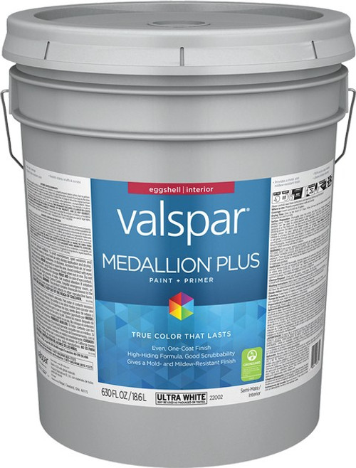 Valspar 22002.008 5gal Eggshell Finish Ultra White Base Medallion Plus Interior Paint & Primer