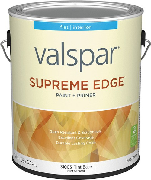 Valspar 31003.007 1gal Flat Finish Tint Base Supreme Edge Interior Paint & Primer - 4ct. Case