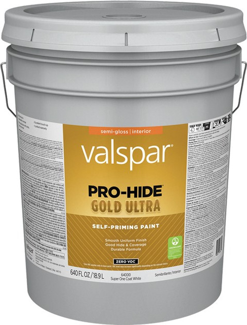 Valspar 64000.008 5gal Semi-Gloss Finish Super One Coat White Pro-Hide Gold Ultra Interior Paint