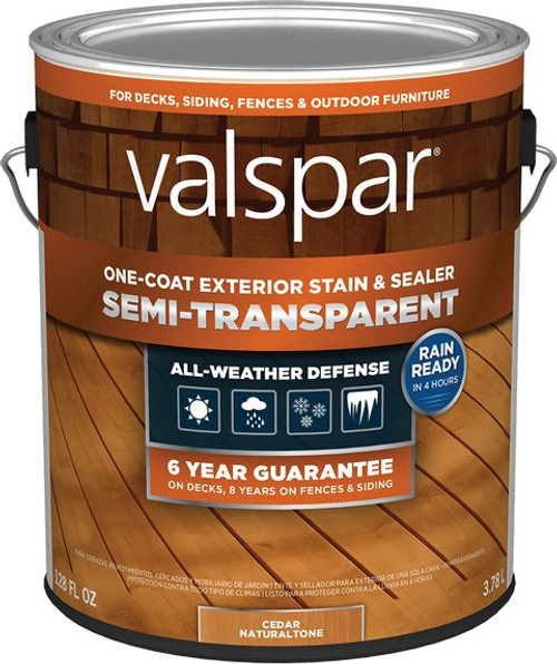 Valspar VL1028083-16 1gal Cedar Naturaltone One-Coat Semi-Transparent Stain & Sealer - 4ct. Case