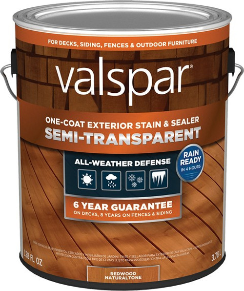 Valspar VL1028084-16 1gal Redwood One-Coat Semi-Transparent Stain & Sealer - 4ct. Case