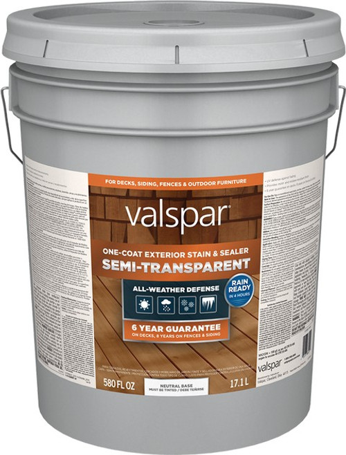 Valspar VL12887-2 5gal Neutral Base One-Coat Semi-Transparent Stain Sealer