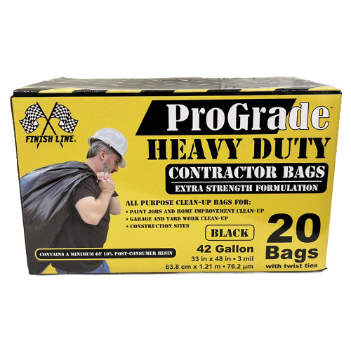 42-Gal IPS 13-11108 Black ProGrade Heavy Duty Contractor Bags, 20-Count