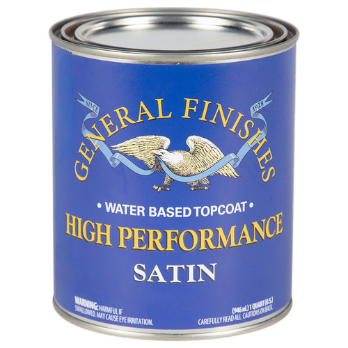1 Qt General Finishes QTHS Clear High Performance Water-Based Topcoat, Satin
