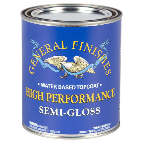 1 Qt General Finishes THSG Clear High Performance Water-Based Topcoat, Semi-Gloss - Case of 8