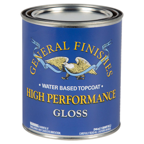 1 Qt General Finishes QTHG Clear High Performance Water-Based Topcoat, Gloss - Case of 8