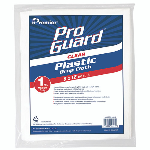 9' x 12' Premier 16040 Global Guard Plastic Dropcloth 1-Mil