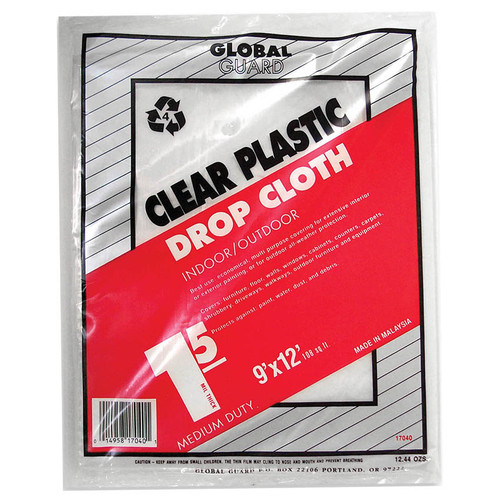 9' x 12' Premier 17040 Global Guard Plastic Dropcloth 1.5-Mil