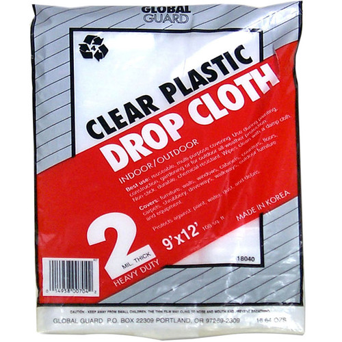 9' x 12' Premier 18040 Global Guard Plastic Dropcloth 2-Mil