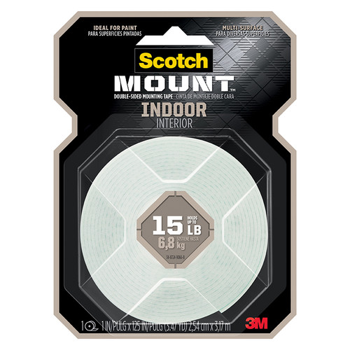 1" x 125" 3M 314H-MED White Scotch Indoor Mounting Tape