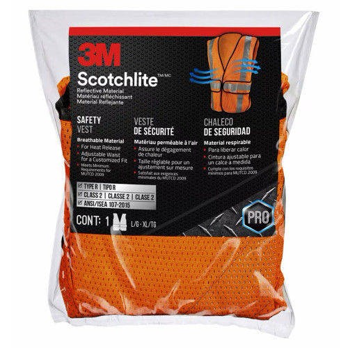 3M 94625-80030T Orange Scotchlite Hi-Viz Contruction Vest