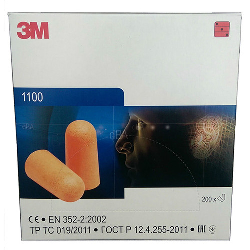 200-Pair Per Box 3M 1100 Orange Tekk Protection Foam Earplugs, 200-Pair