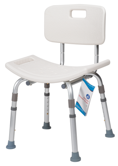 Deluxe Shower Chair with Back, White, 1pc/box