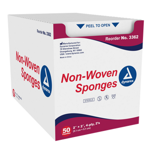 Non-Woven Sponge Sterile 2's, 2"x 2" 4 Ply, 30/50(3000/Cs)