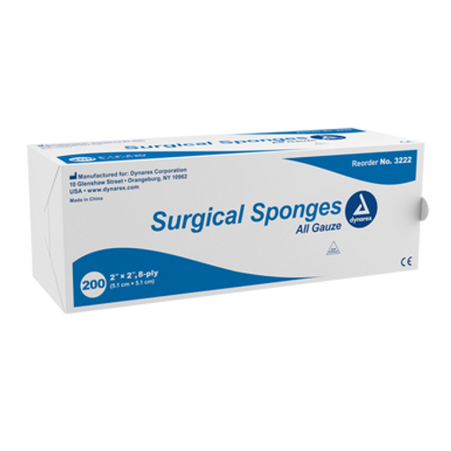 Surgical Gauze Sponge, 2"x 2" 8 Ply, 25/200/Cs (5M)