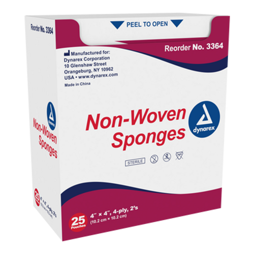 Non-Woven Sponge Sterile 2's, 4"x 4" 4 Ply, 24/25(1200/Cs)