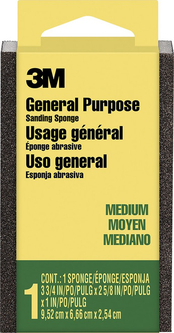 3M CP-002-ESF 3-3/4" x 2-5/8" x 1" Med Sanding Sponge, Block