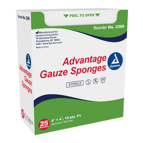 Gauze Sponge 12 Ply Economy Sterile 2's, 4"x 4", 24/25 (1200/Cs)