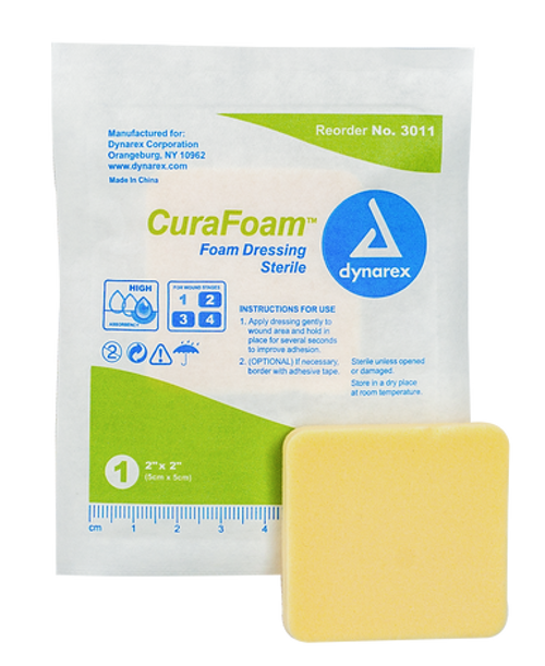 CuraFoam - Foam Dressing, 2" x 2", 12/10/cs