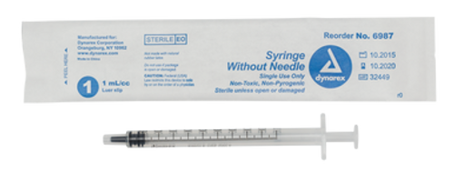 Syringe - Luer Slip, 1 cc, 10/100/cs