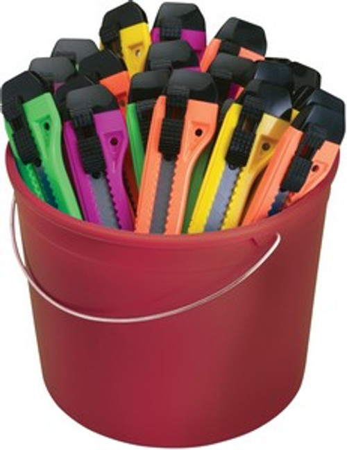 Hyde 49697 18mm 8Pt Assorted Colors Snap Off Knife Bucket 25Pk