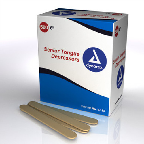 Tongue Depressors Wood, Non-sterile, Senior 6", 10/500/Cs