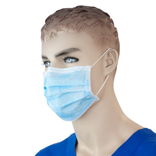 Procedure Face Mask - with Ear Loop, Blue, 12/50/Cs