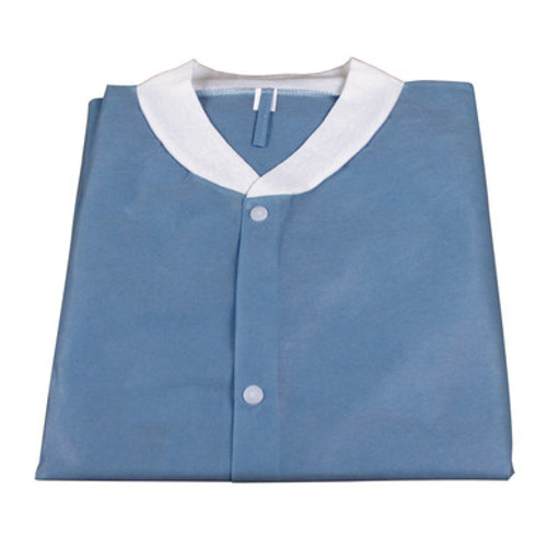 Lab Coat w/o Pockets, Blue, Small, 3bags/10pcs/cs