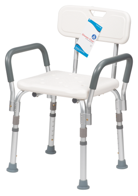 Shower Chair with Removable Back and Arms, White, 1pc/box